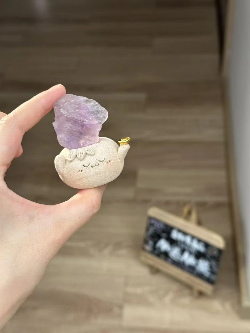 水晶小豆丁可爱紫水原石