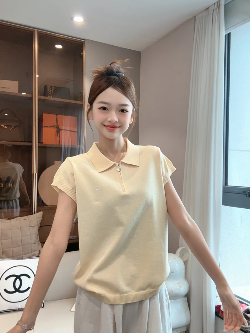 设计感半拉链针织短袖女2025新款韩系穿搭别致正肩内搭上衣显瘦