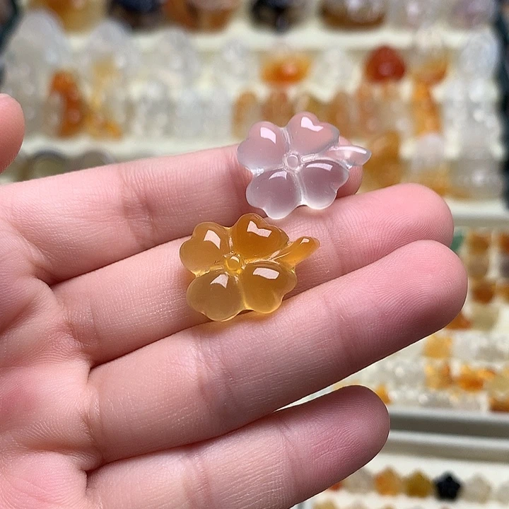 玛瑙/玉髓未镶嵌玛瑙四叶草/只