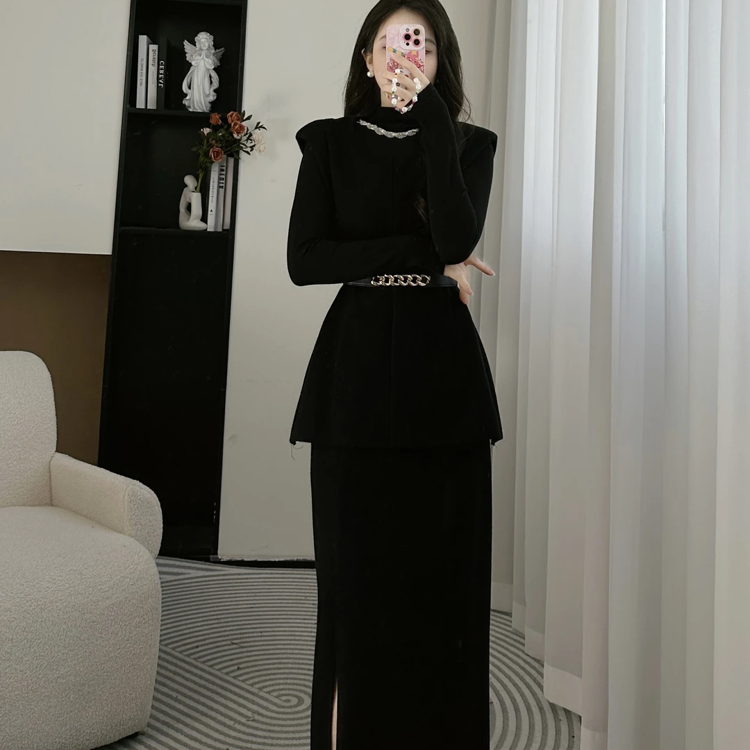 拉夏贝尔/25秋季新款法式显瘦气质千金优雅上衣+半身裙 10259 XYZ