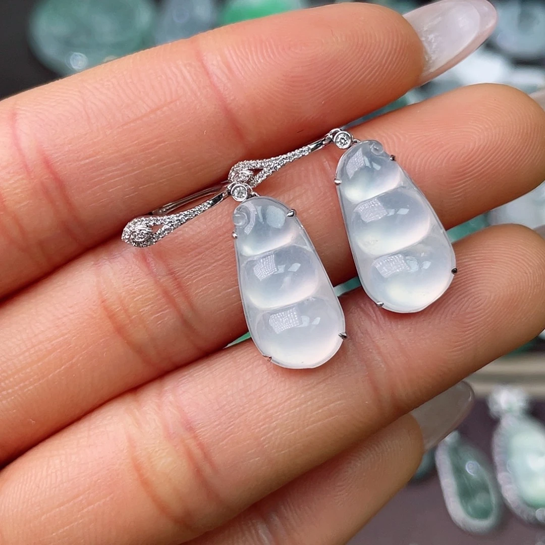 翡翠18K金镶嵌耳饰