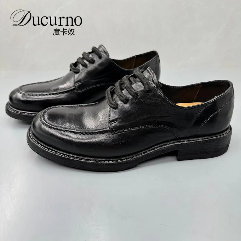 度卡奴高端水洗马皮男士商务鞋爆款手工鞋固特异复古手工男士皮鞋