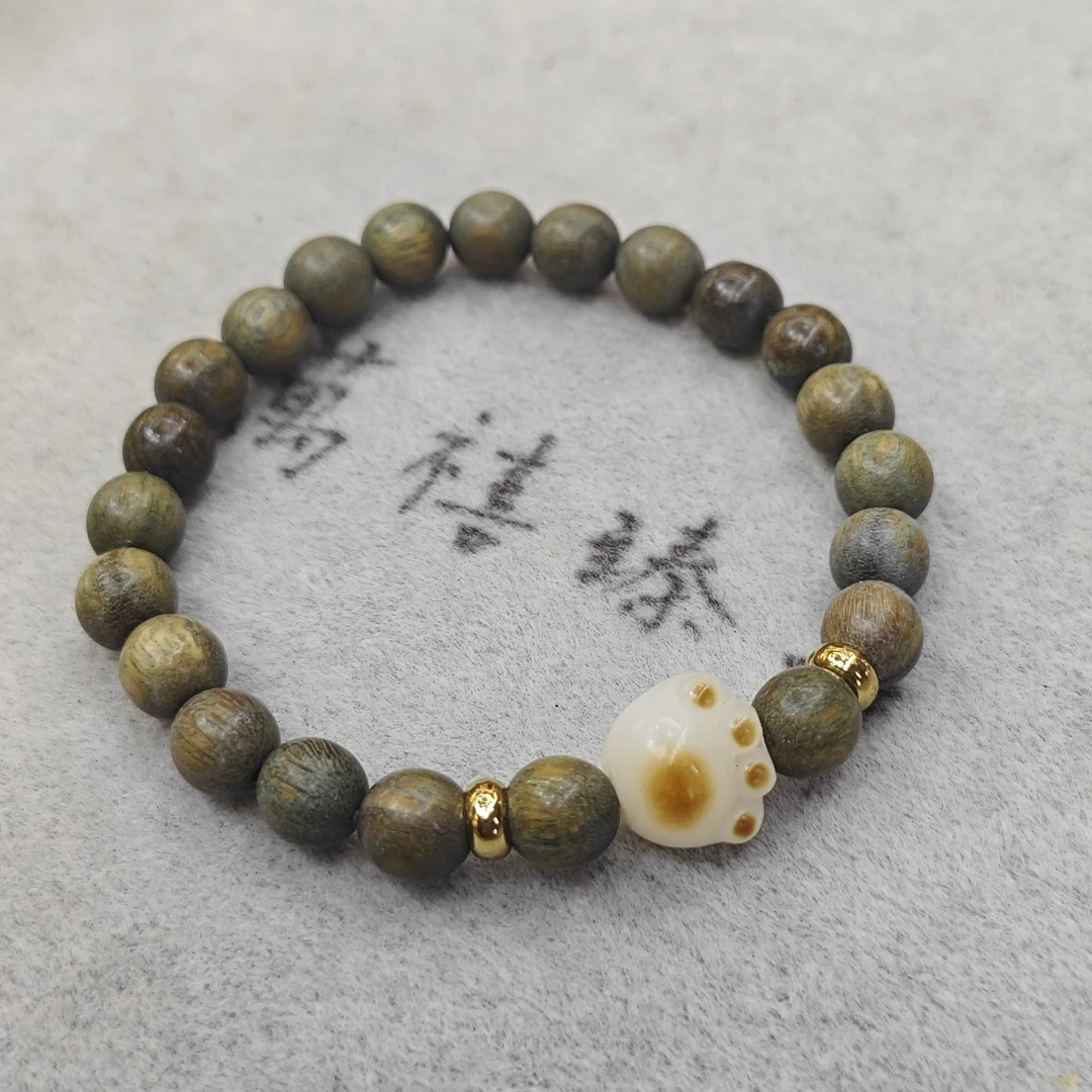 8mm绿檀猫爪手串M128 jw