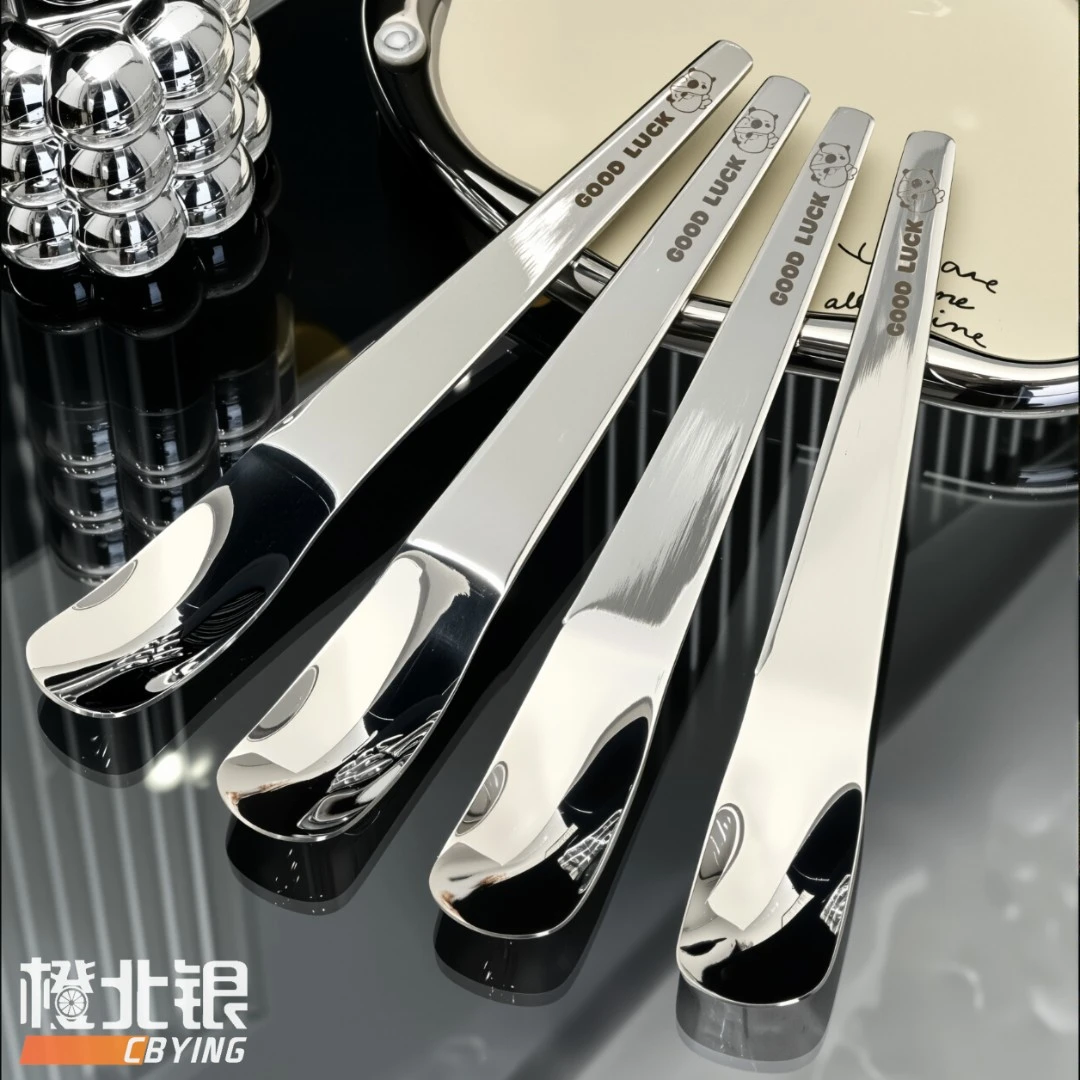 橙北银酸奶勺304不锈钢甜品店长柄甜品勺卡皮巴拉西瓜勺冰淇淋勺