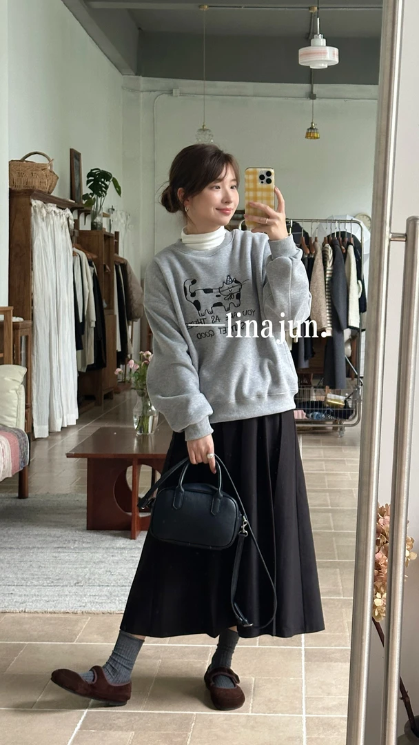 10.26秋冬季新款韩系可爱小猫印花加厚圆领宽松长袖卫衣（加绒款）