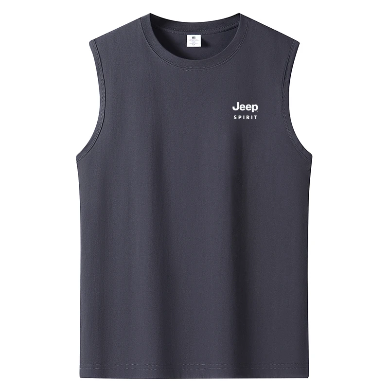 JEEP吉普运动背心新款纯棉夏季潮流休闲男士健身坎肩T恤宽松无袖