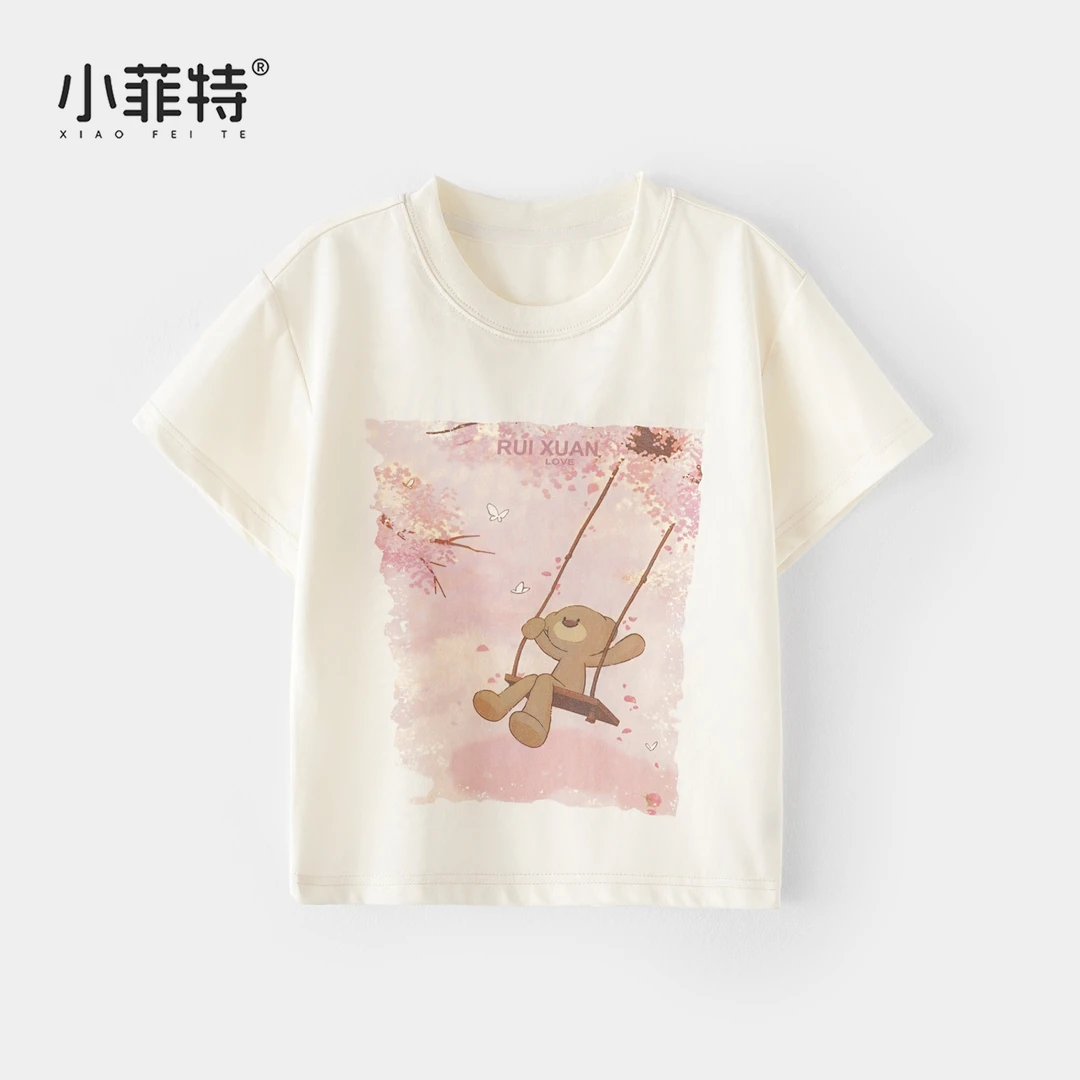 【姗姗】小菲特夏季新款女童休闲印花薄款短袖t恤宽松上衣YNYX51217