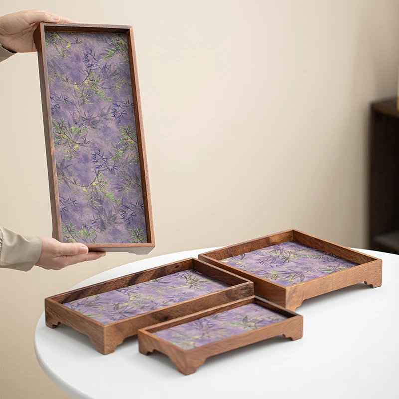 百垚云禾四方胡桃木干泡盘创意清新家用壶承壶垫中式简约茶台茶盘