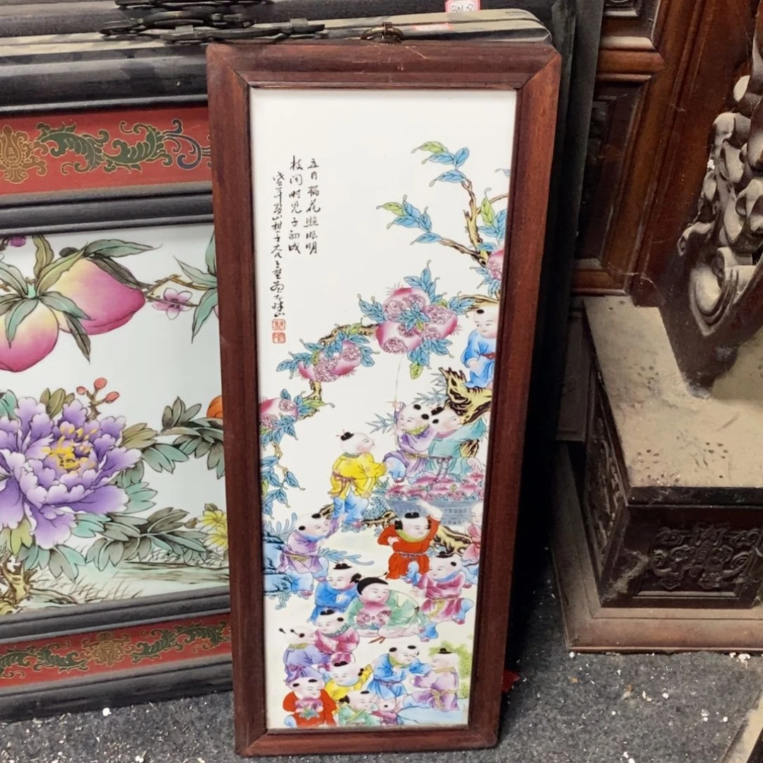 瓷片55*21 景德镇瓷板画柴窑烧制