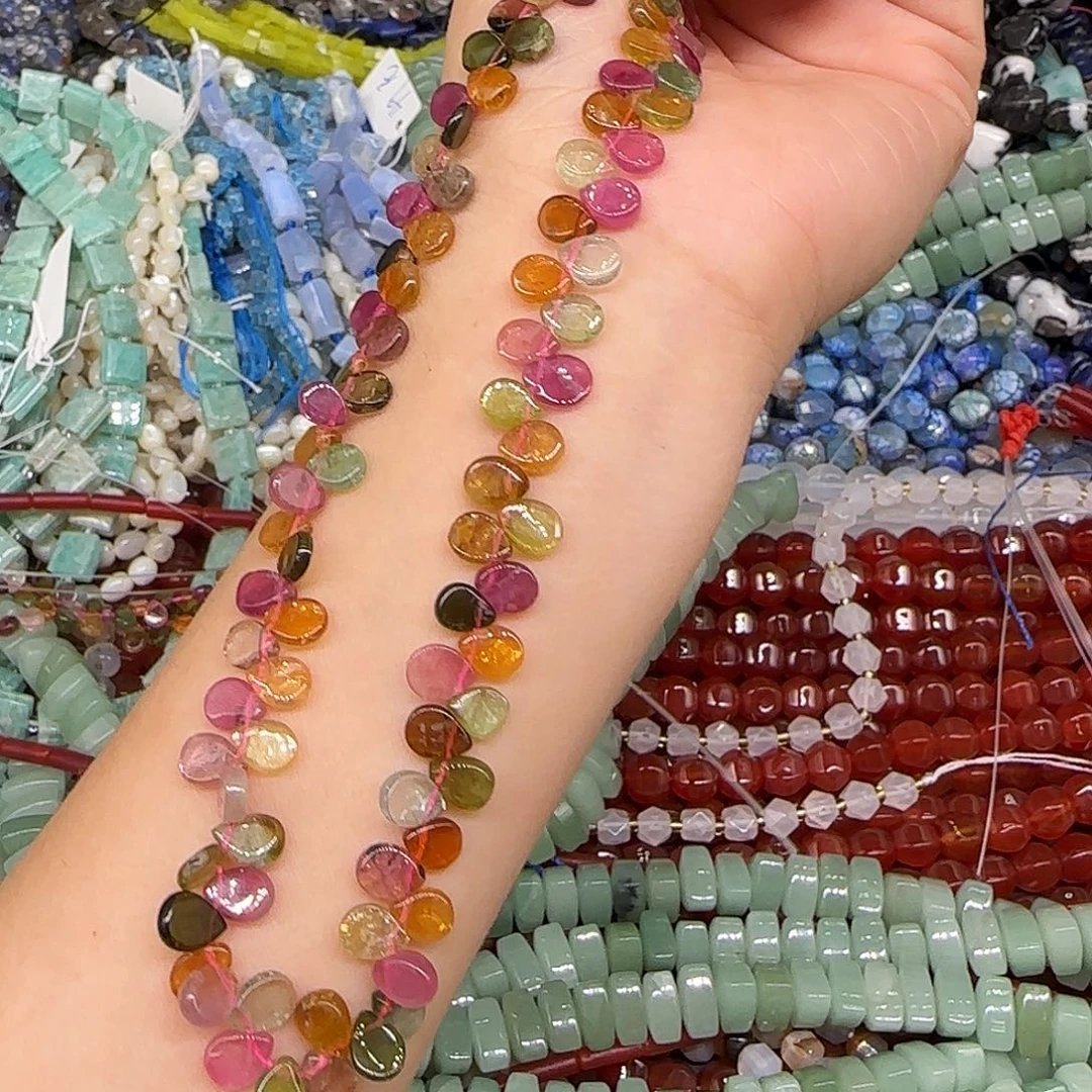 桐***儿玛瑙/玉髓合金珠宝半成品碧玺水滴拍三72发一条