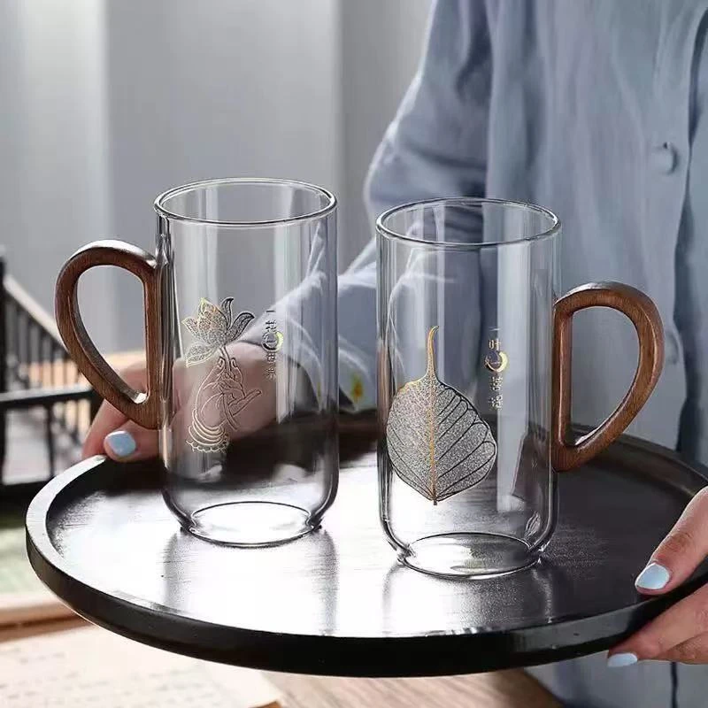 个人专用茶杯高硼硅喝茶杯主人杯玻璃绿茶杯办公室喝水杯大容量