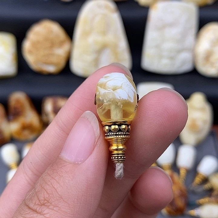 琥珀未镶嵌裸石11金瓷白b9321