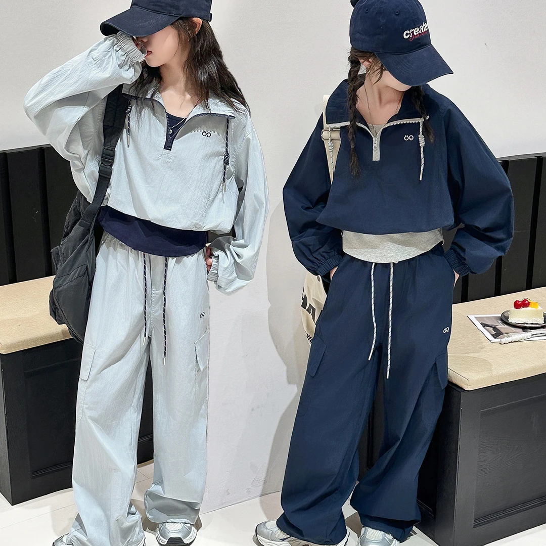 女童秋季韩版休闲运动卫衣套装2025新款女大童洋气儿童秋装三件套