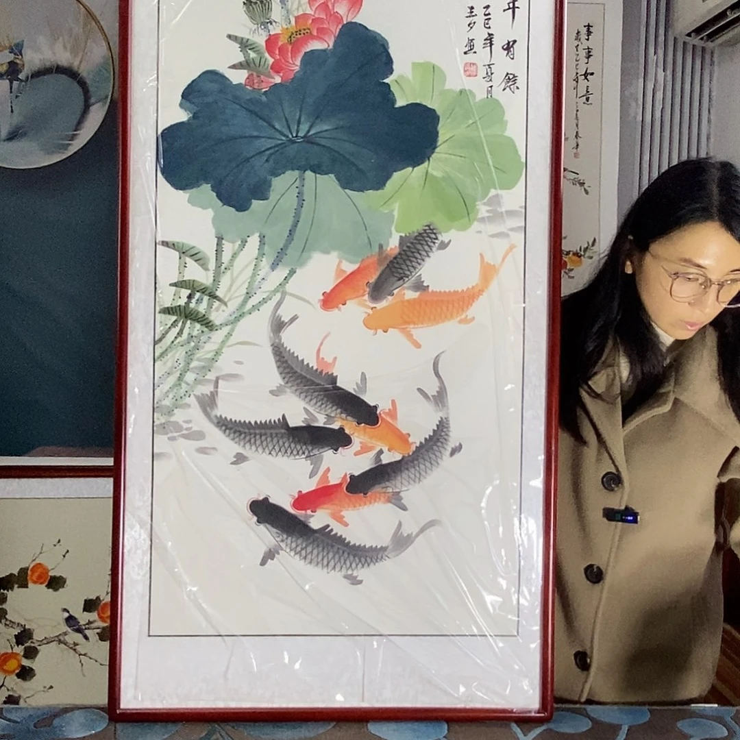 国画62✖️122手写手绘国画作品带框包邮