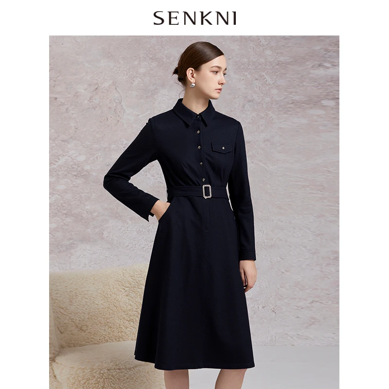 圣可尼收腰显瘦绵羊毛连衣裙S161308MG