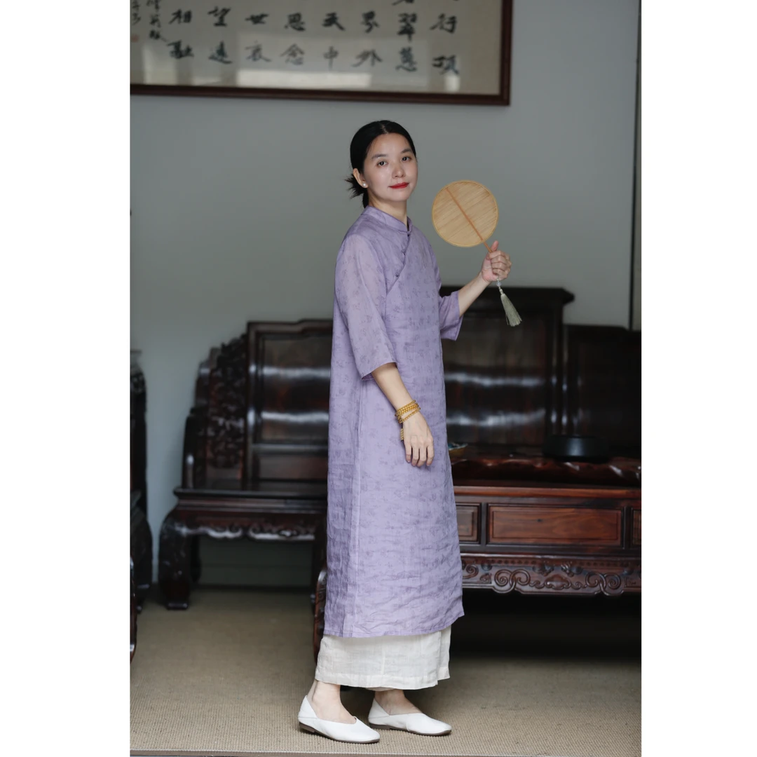 如素慢衣日常禅意苎麻双层连衣裙36460