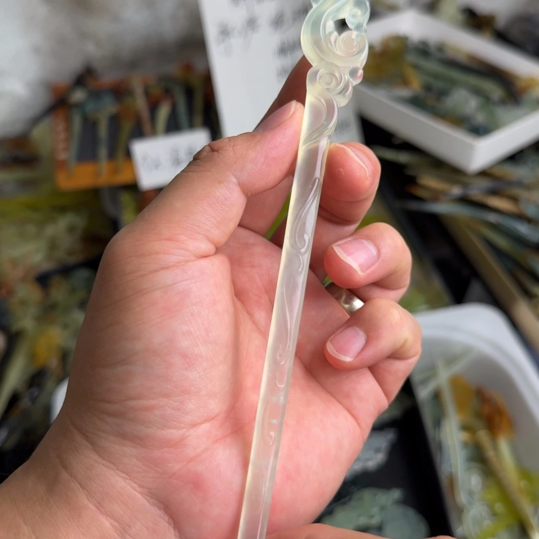 岫玉未镶嵌发饰明君玉簪就是好看