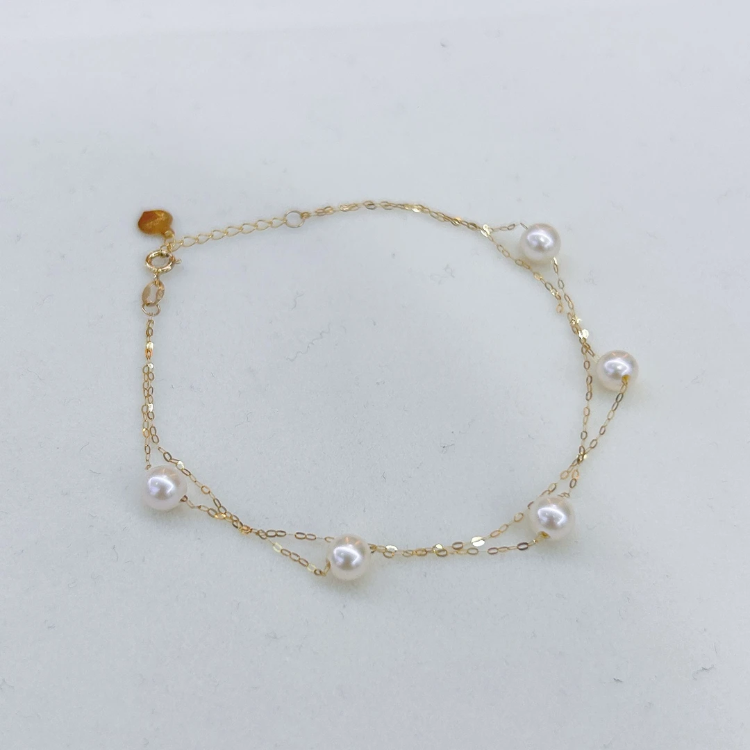 【罗伊伊推荐】淡水珍珠手链 5-6mm 18K金 ZQ0005