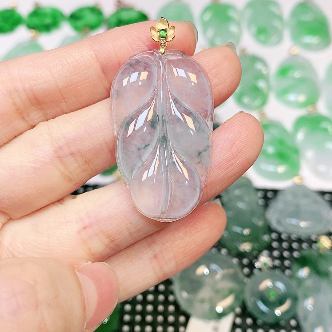 翡翠吊坠(不含链)18K金镶嵌