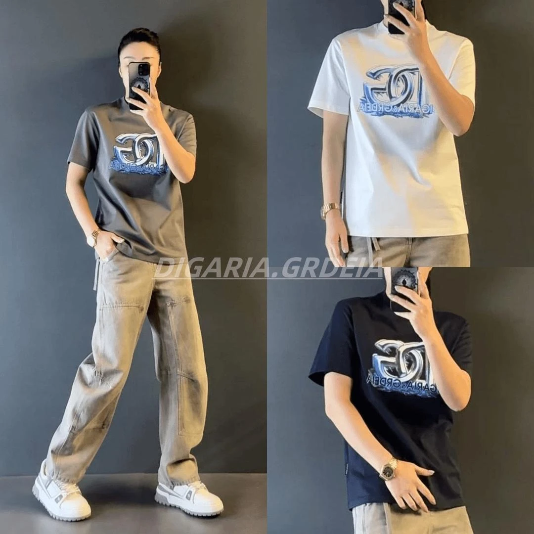 男士新款时尚短袖春秋款百搭简约打底短袖T恤男韩版高级感上衣