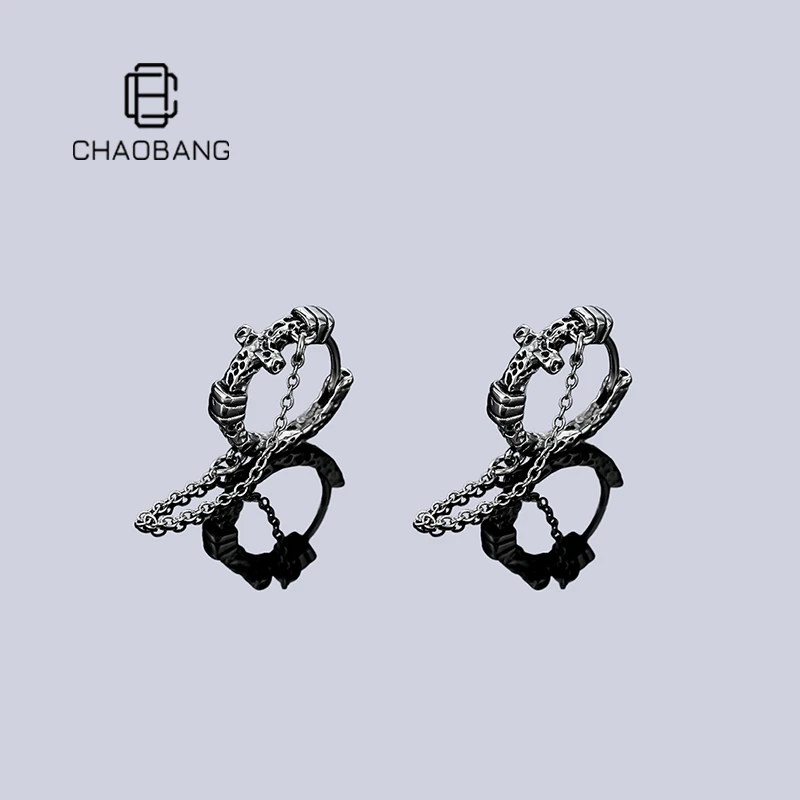 chaobang/潮邦 钛钢耳饰 复古十字架流苏耳环高级感耳饰个性饰品