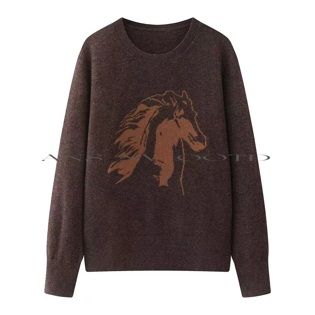 【MM商场服饰】女装2026春季新款时尚百搭圆领套头针织衫0811