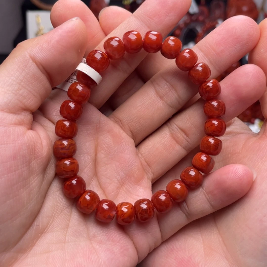 【闪购商品】未镶嵌8mm火焰纹老型手串南红玛瑙