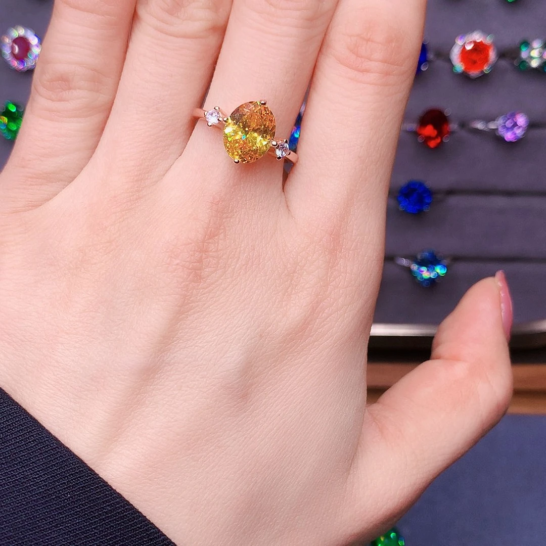 银S925镶嵌戒指碧玺