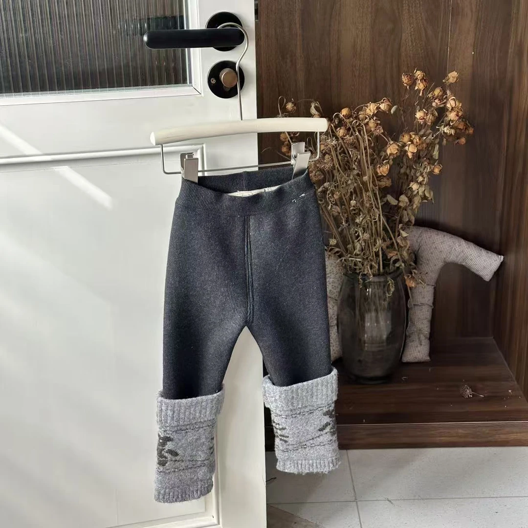 XM-828-儿童时尚洋气百搭毛线脚口加绒加厚打底裤（冬款）