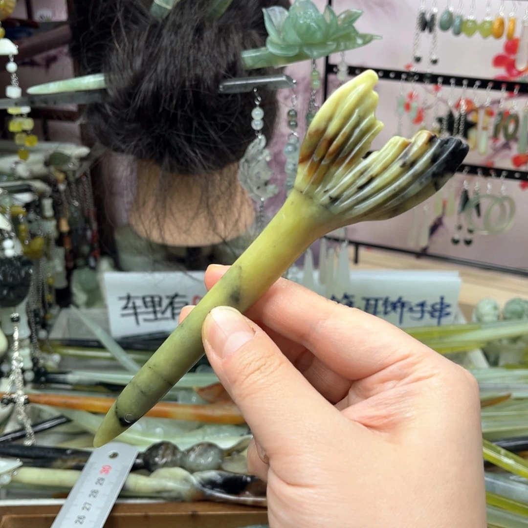 岫玉未镶嵌发饰长度17厘米左右的