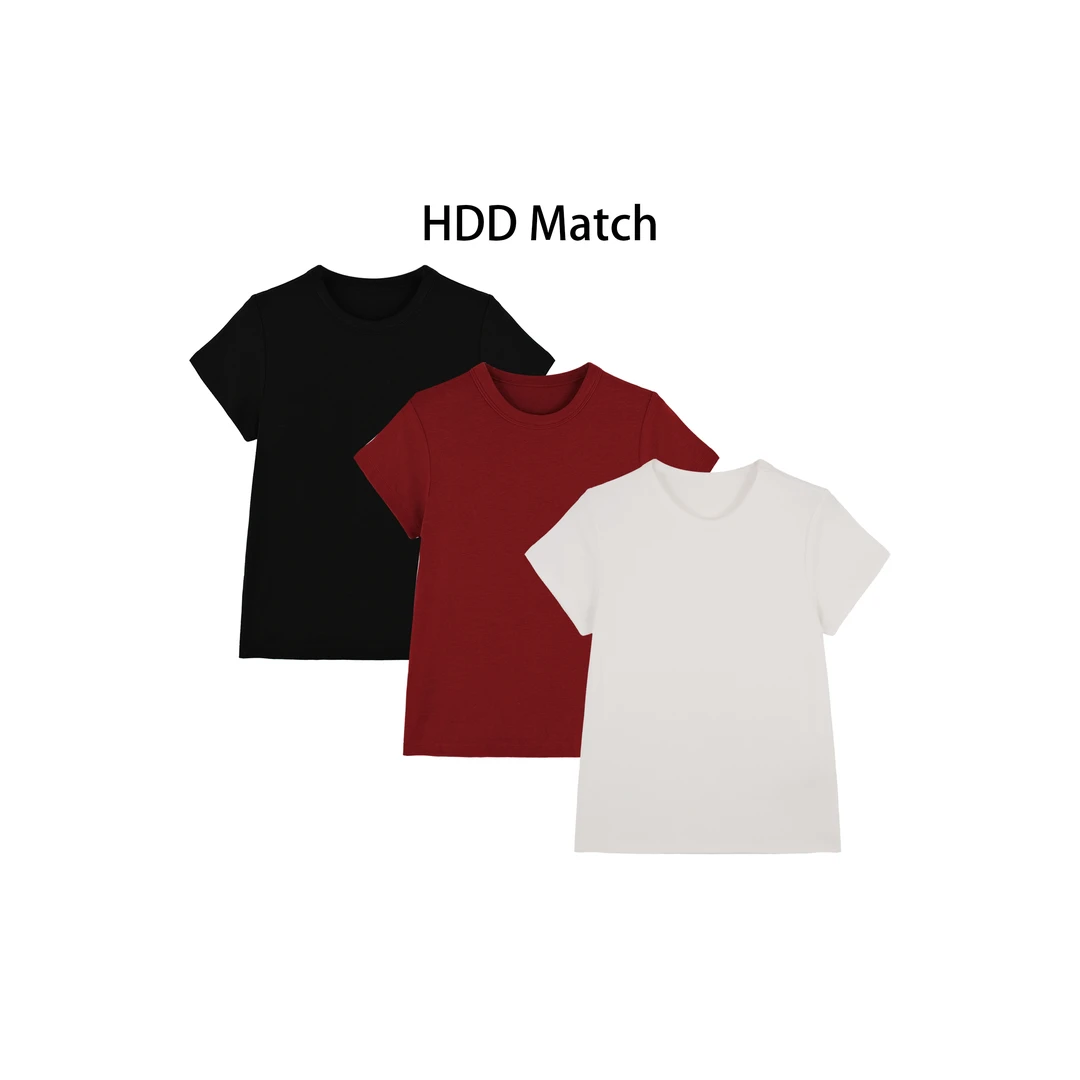 HDD- "简约品质" 棉 女款纯色质感短袖圆领打底T恤 Y9960