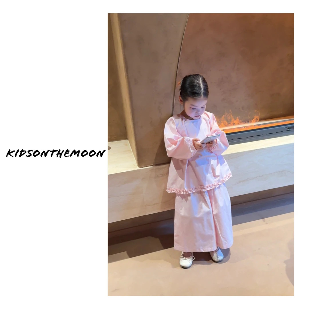 KidsOnTheMoon 香香公主 棉布衬衫 阔腿裤套装