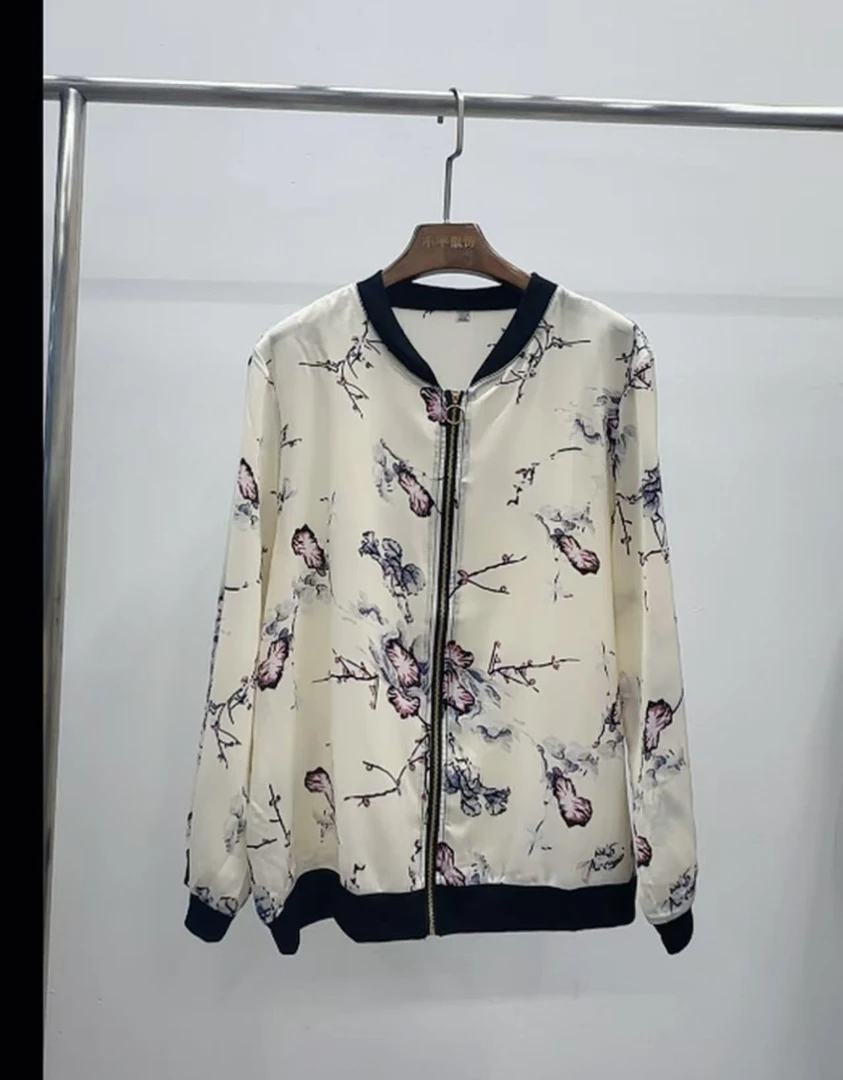 女短款春秋短外套长袖防晒春季夏季上衣印花春夏薄款秋季