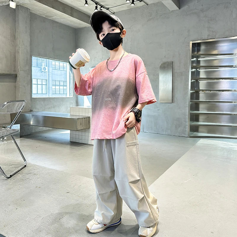 男童夏装套装2025新款男孩夏季薄款中大童酷帅儿童夏天短袖运动潮