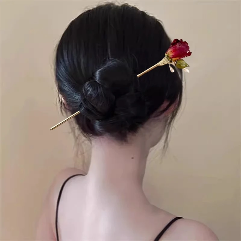 晚霞与玫瑰~高级感古风珍珠玫瑰发簪发钗新中式簪子头饰新款发饰