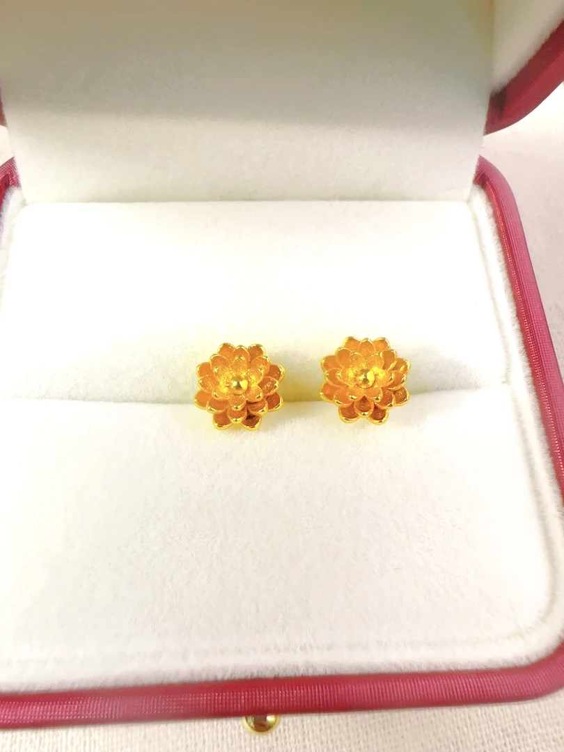 重工轻奢立体步步生莲耳钉4002