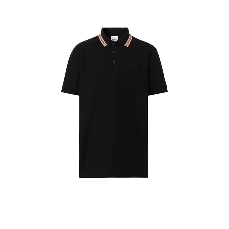 Burberry男士POLO衫休闲商务夏季纯色印花黑色纯棉翻领短袖长袖