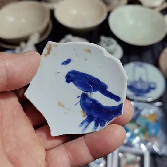 瓷片青花影青杯垫学习标本