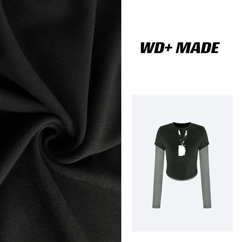 时尚高级小众设计师款质感拼接假两件T恤上衣