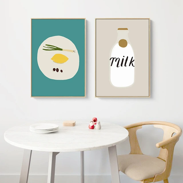 致韬绘行 北欧餐厅组合装饰画现代简约饭厅挂画背景墙面壁画双联