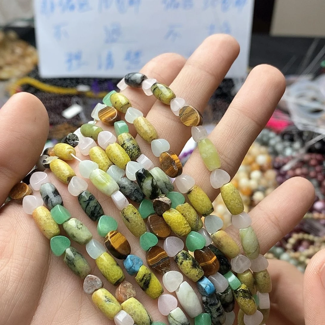 玛瑙/玉髓未镶嵌珠宝半成品一条天然混珠多宝B95