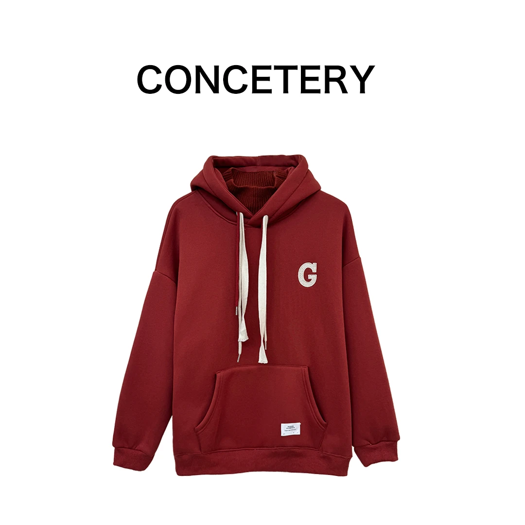 韩版时尚加绒加厚卫衣高领秋冬新款女连帽卫衣宽松字母外套