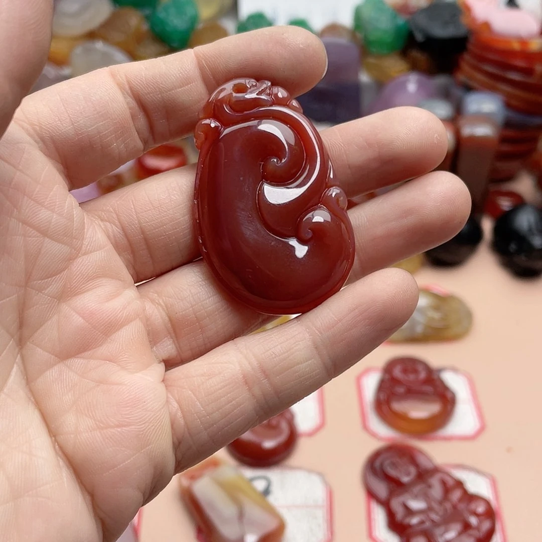 玛瑙/玉髓颈饰银S925镀金镶嵌简*