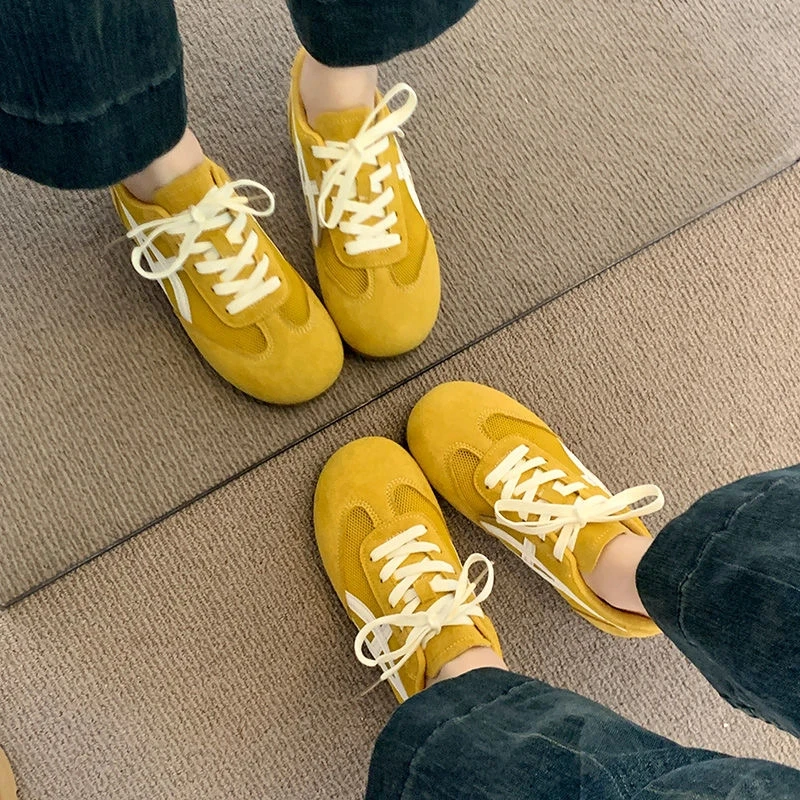 【粉丝专属福利】发财黄新款德训鞋平底薄底轻便透气网面时尚DH
