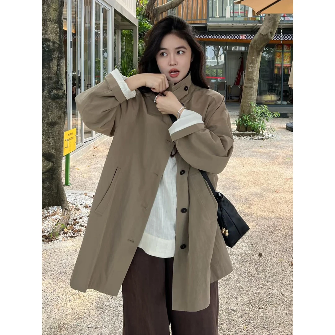 DUCURNO设计单排扣翻领外套女秋季2025新款休闲韩版短款宽松上衣