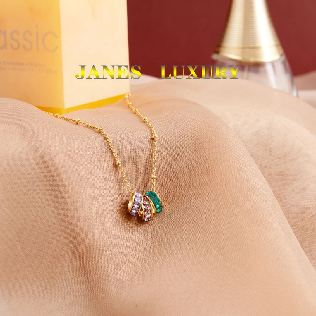 黄铜项链 【春和景明】R-129法式吊坠百搭项链电镀K金圈圈项链