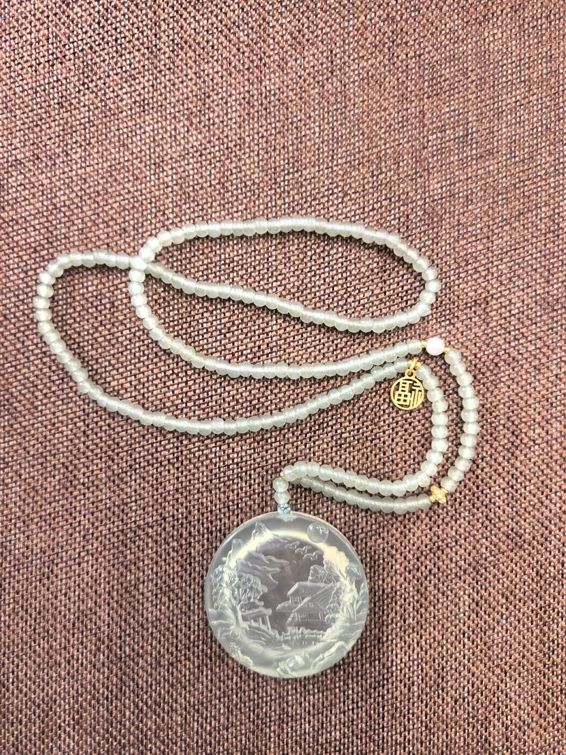 吊环无事牌纯手工打磨玉质细腻温润59×2