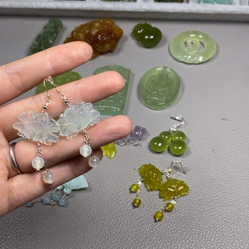 【闪购商品】未镶嵌蛇纹石玉挂件耳饰耳环项链