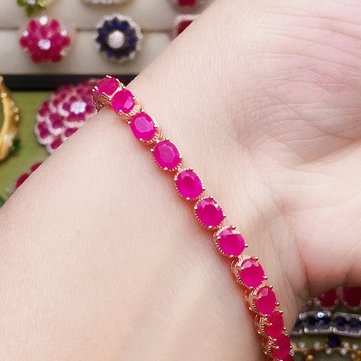 红宝石手链银S925镶嵌