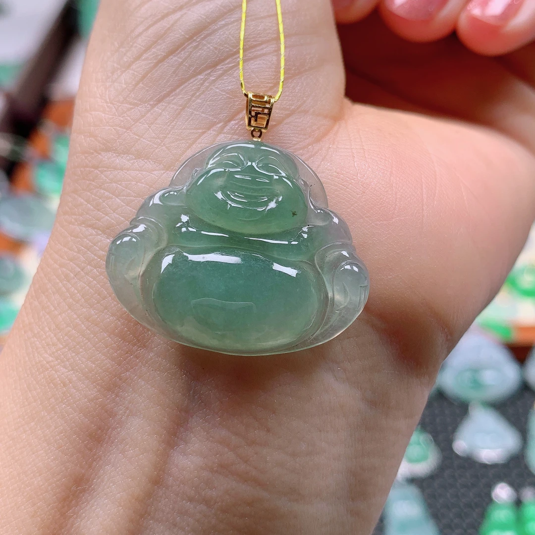 缅甸天然A货翡翠，冰晴佛公 编号230/823尺寸24-29.5-5.3